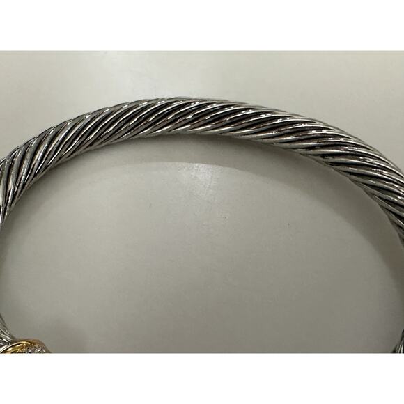 Ladies cuff cable bangle bracelet stackable red stones with crystals at ends New - Picture 5 of 10